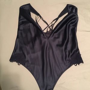 Victoria’s Secret silk teddy with lace thong